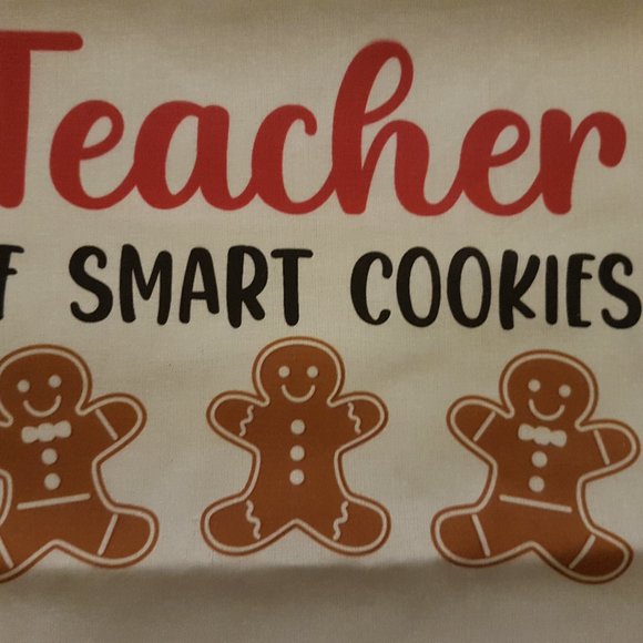 Graphic Tote Bag "Teacher of Smart Cookies" Gingerbread Men Gift Bag Book Bag - Picture 2 of 5